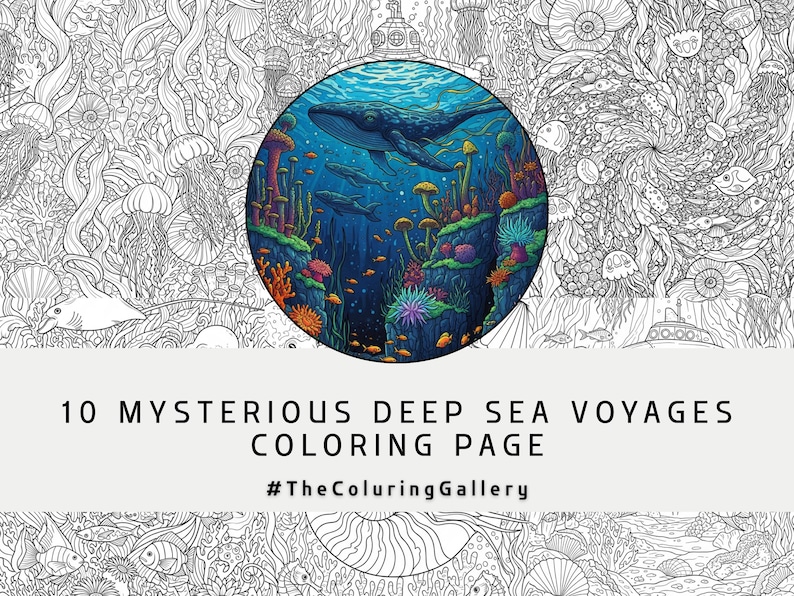 10 Deep Sea Life Coloring Pages for Adults, Intricate Ocean Creatures ...