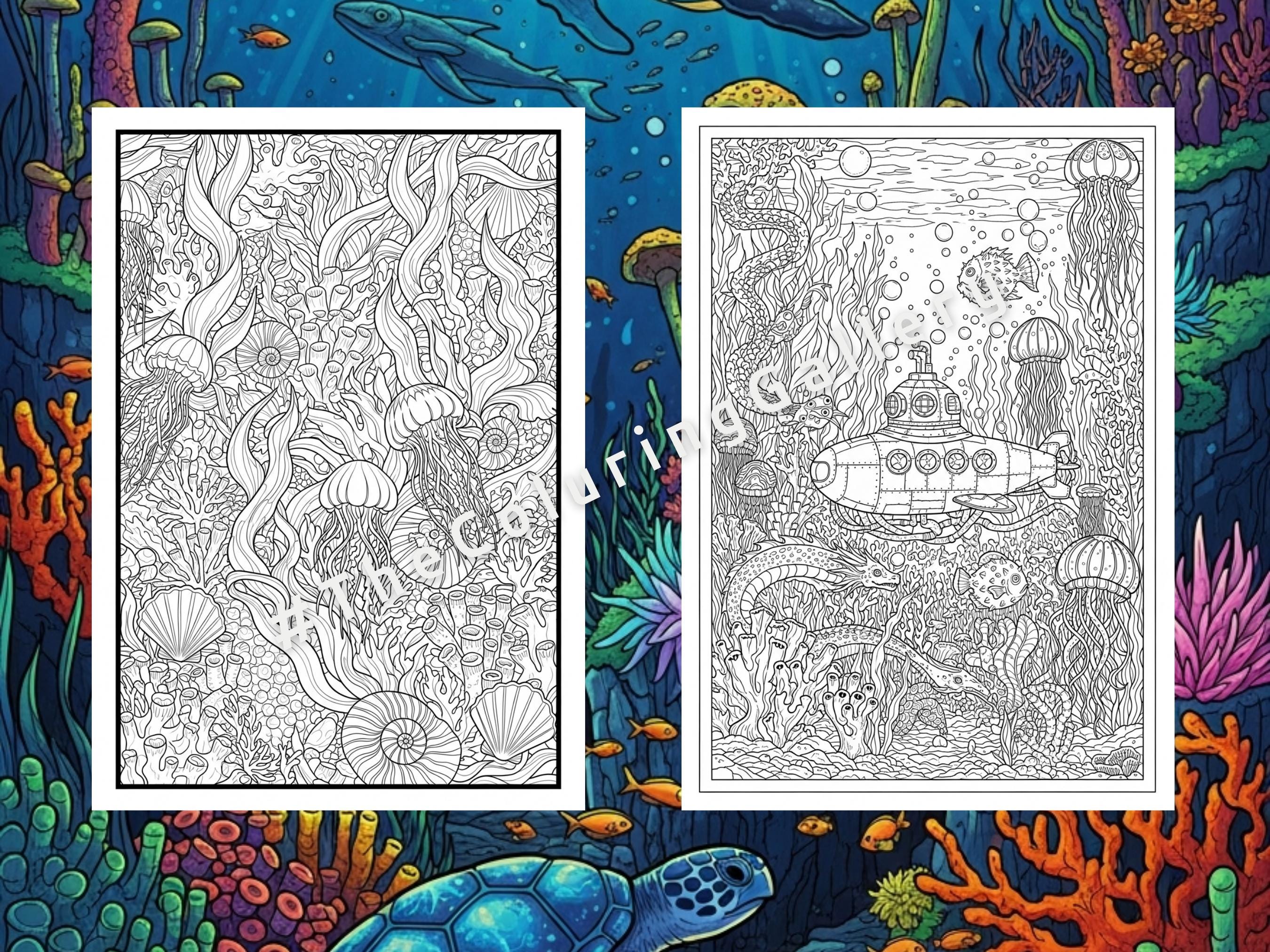 10 Deep Sea Life Coloring Pages for Adults, Intricate Ocean Creatures ...