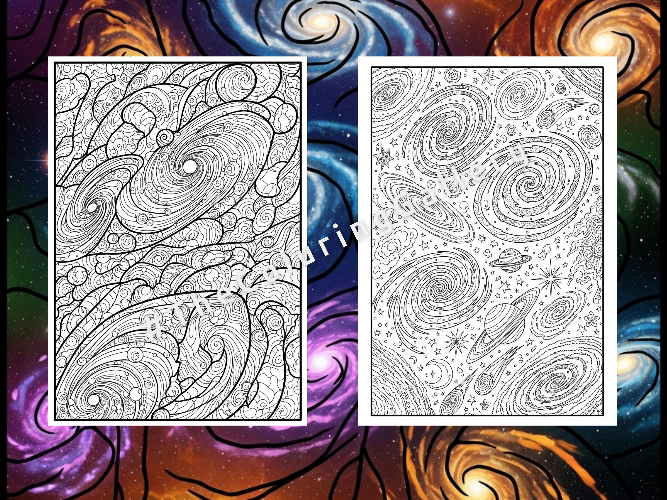 10 Cosmic Galaxy Coloring Pages for Adults, Intricate Space & Nebula ...