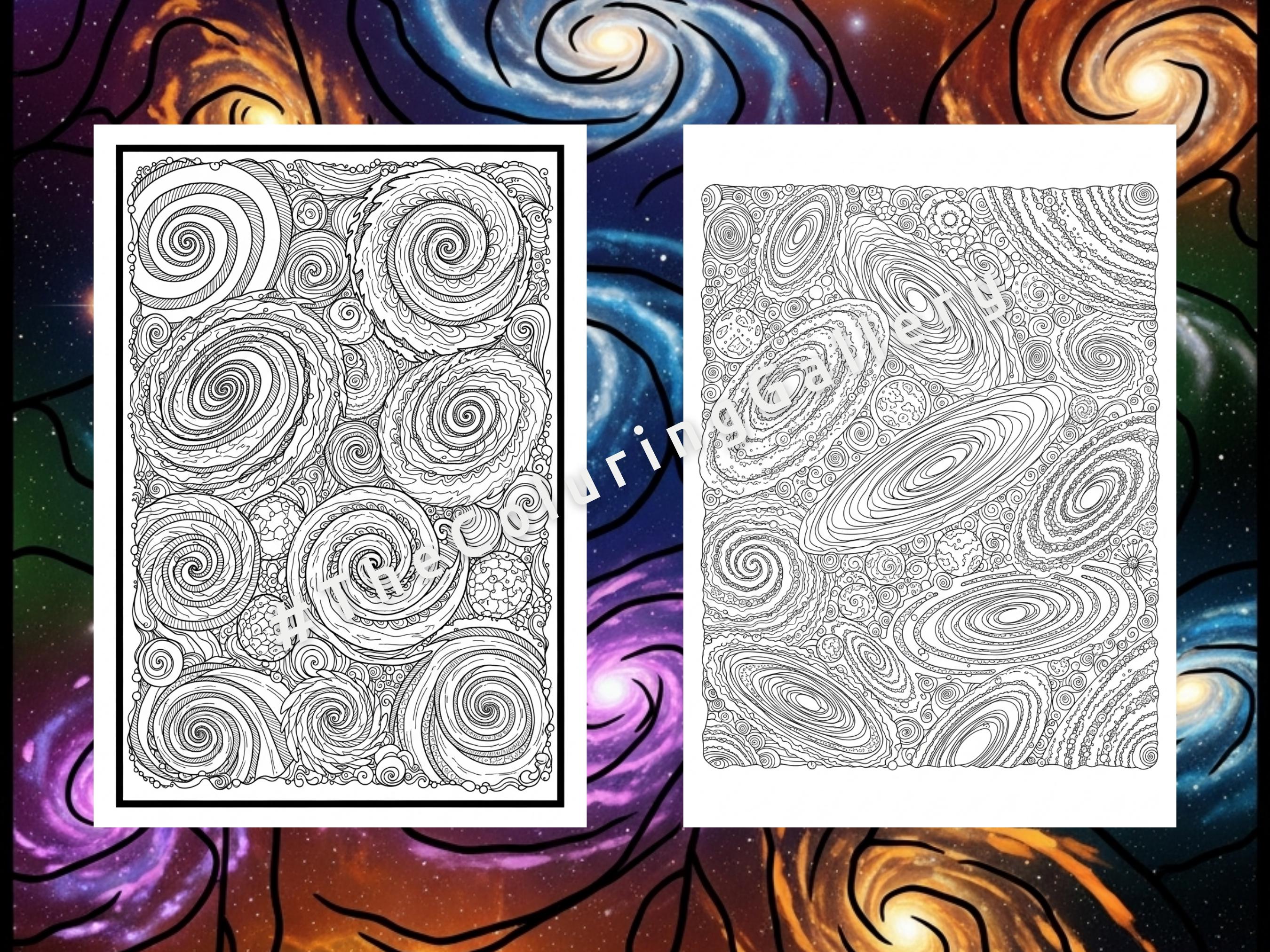 10 Cosmic Galaxy Coloring Pages for Adults, Intricate Space & Nebula ...