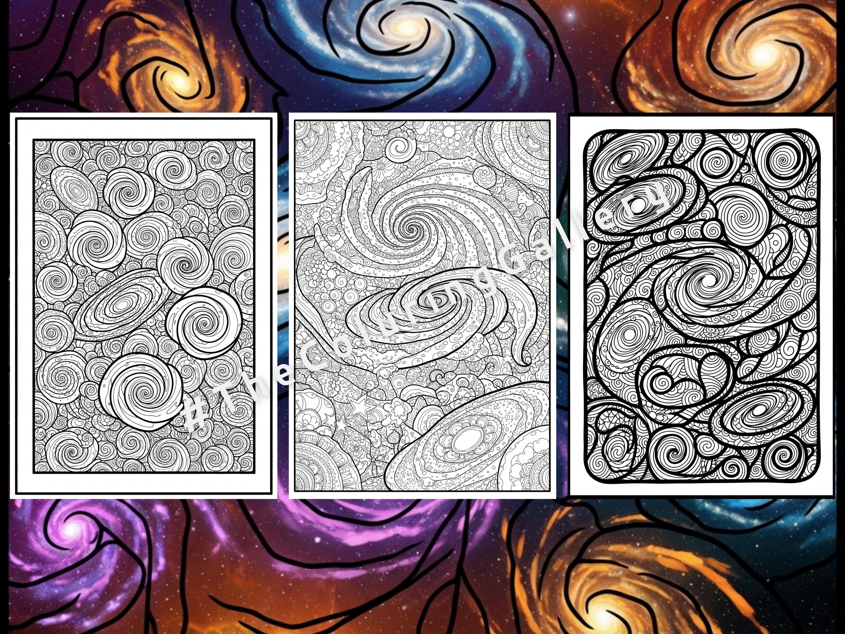 10 Cosmic Galaxy Coloring Pages for Adults, Intricate Space & Nebula ...