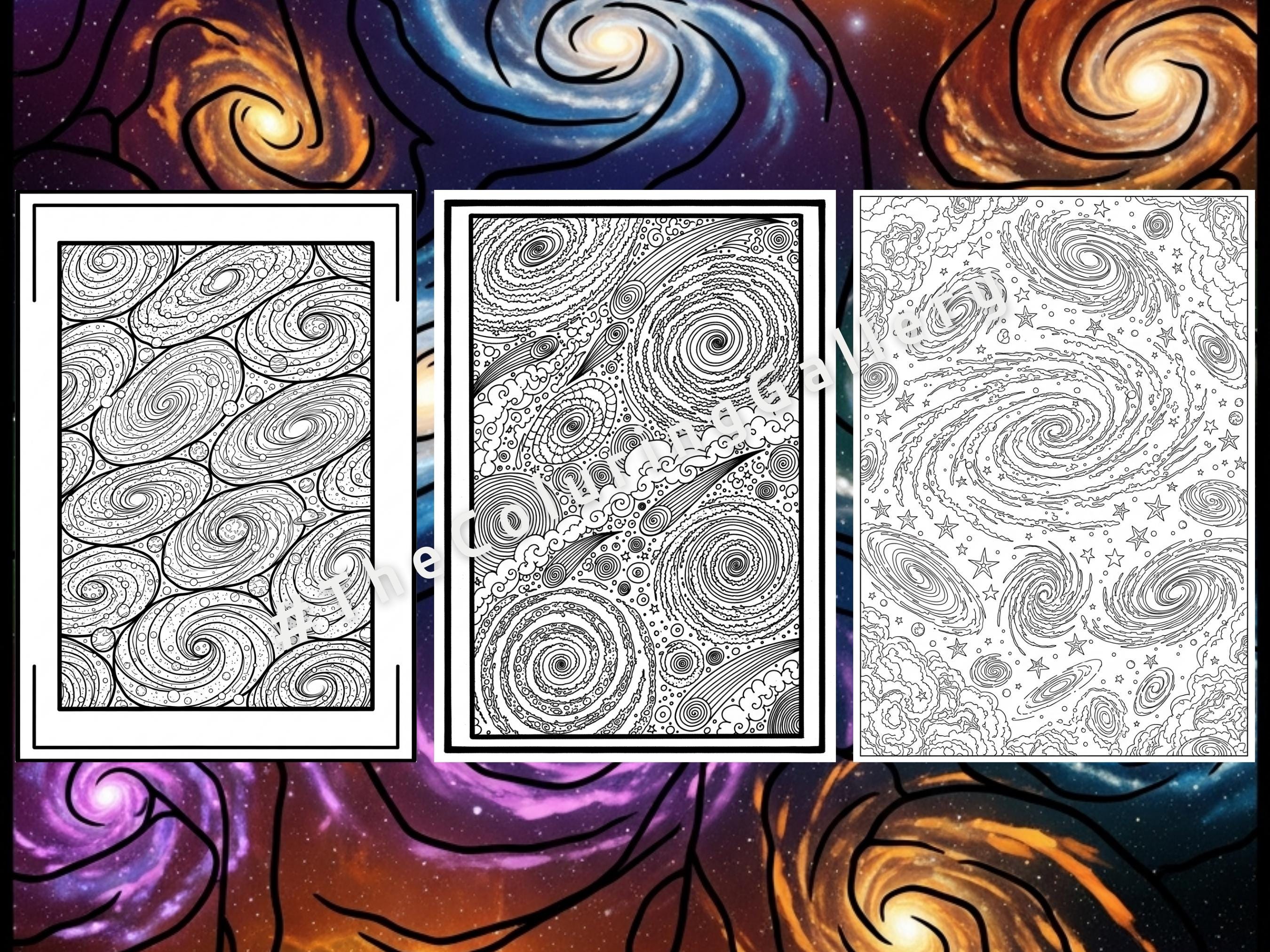 10 Cosmic Galaxy Coloring Pages for Adults, Intricate Space & Nebula ...