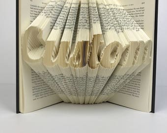 Custom folded book art - Fancy Font