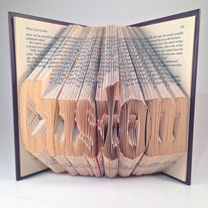 Book Folding Custom - Personalized Folded Book - BLOCK FONT -  Last Name