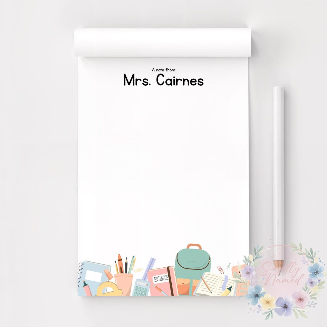 Personalized Teacher Notepad | Custom Name Stationery | Colorful ...