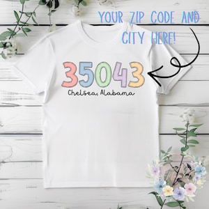 Pastel Zip Code Shirt | Hometown Tee | Small Town Top