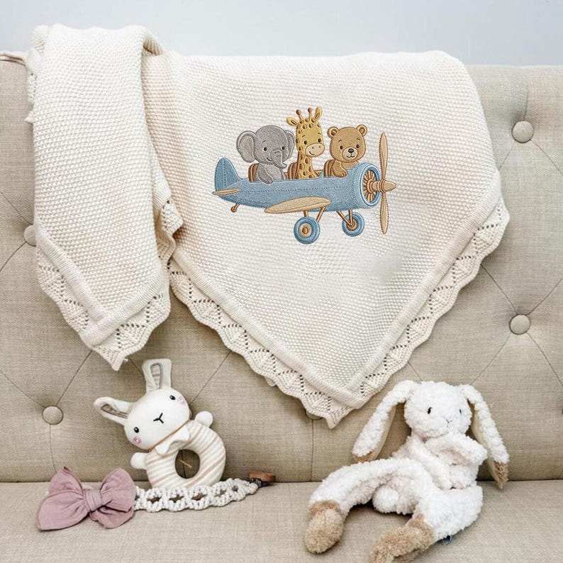 Baby Animals Airplane Elephant Giraffe Bear Plane, Nursery Cute ...