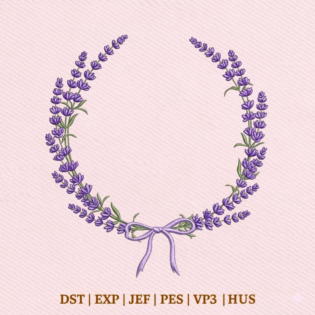 Lavender Wreath Purple Floral Circle Frame, Rustic Herb Border ...