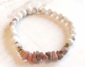 Love Stress Release Armband - Stapelarmband - Howliet Stapelarmband - Rhodoniet Armband - Helende sieraden