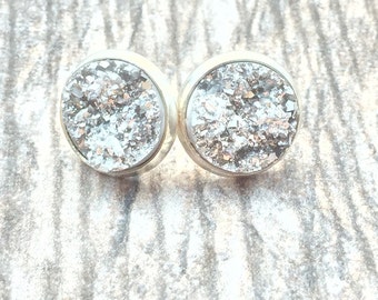 Silber Druzy Ohrringe - Harz Druzy Ohrringe - Edelstein Ohrringe - Druzy Ohrstecker - Druzy Schmuck