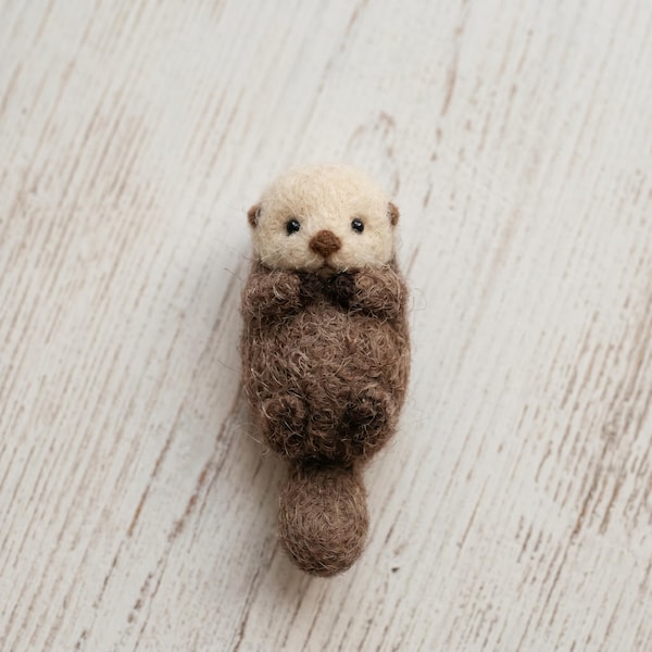Handcrafted Needle Felted Sea Otter – Cozy Miniature Otter Soft Warm Whimsical Room Tiered Tray Decor