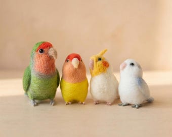 Wool Felt Bird Figure: Needle Felted Miniature Parrot Sculpture, Handmade Cute Nature Inspired Decor, Tiny Parakeet Gift