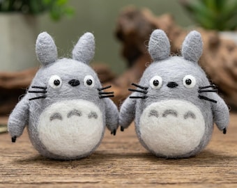 Figurka Totoro z filcu igłowego, wykonana z wełny, figurka postaci, ozdoba na biurko z filcu, kolekcjonerski prezent dla miłośników anime i fanów wystroju wnętrz