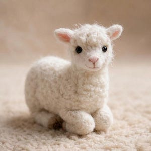 Handmade Needle Felted Lamb | Wool Sheep Art Collectible | Miniature Fluffy White Sheep Keepsake Gift
