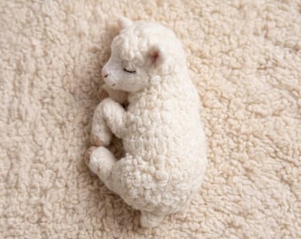 Handmade Needle Felted Lamb Wool Sheep Art Collectible Realistic Miniature Animal Keepsake