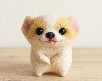 Handcrafted Needle Felted Winking Chihuahua – Cozy Miniature Dog Puppy Shelf Decor Gift