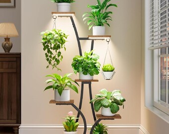 Butterfly Plant Stand with Grow Lights, Multi-Tier Indoor Shelf, Wrought Iron Décor