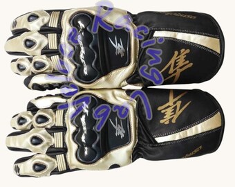 Guantes de competición para motociclistas Hayabusa / Equipamiento deportivo GSX1300R con logotipo Kanji / Guantes protectores con nudillos reforzados