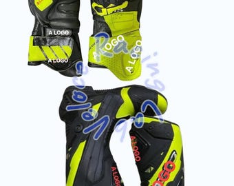 Conjunto profesional de botas y guantes de competición - Equipamiento de pista fluorescente M-Sport - Protección de alto rendimiento