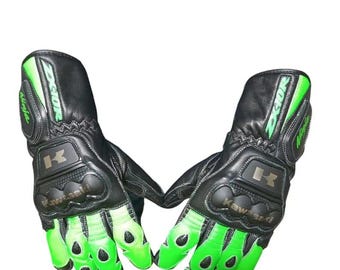 Kawasaki ZX-10R racehandschoenen: knokkelbescherming van koolstofvezel, leren motorhandschoenen