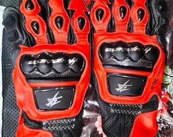 Guantes de competición Hayabusa: protección de nudillos de fibra de carbono, equipamiento de cuero para motoristas.