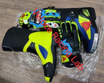 Dainese VR46 Racing Set – Fluo Yellow Leather Boots and Gloves