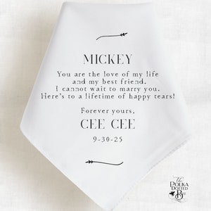 Groom Handkerchief Gift from the Bride, Personalized Handkerchief for Groom, Future Husband Gift from Bride, Gift for Husband On Wedding Day