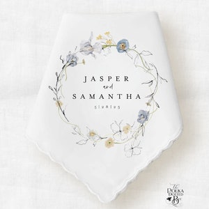 Personalized Handkerchief Wedding Gift, Wedding Day Keepsake with Bride and Groom&#39;s Names, a Gift for Mother of Bride or Mother of Groom