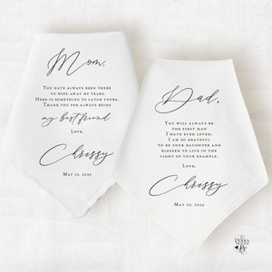 Wedding Handkerchief Gift for Parents, Mother of the Bride Wedding Gift, Father of the Bride Wedding Gift, Personalized Gift from Daughter
