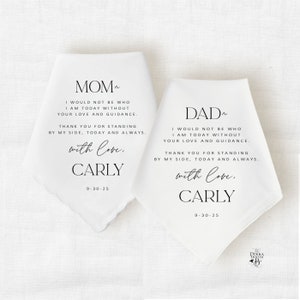 Mother of the Bride Handkerchief, Wedding Gift for Parents of the Bride, Gift from Bride to Mom and Dad, Gifts for Mom, Gift from Daughter