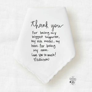 Handwritten Note Wedding Handkerchief created from your Handwriting or Handwriting Sample, Hankerchief for Wedding to the Bride or Groom