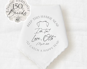 From Your Dog Wedding Handkerchief Gift for the Bride or Groom, Personalized Pet 'I do, too'  Pocket Square Keepsake-Choose your Breed