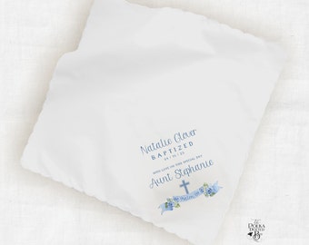 Baptism Handkerchief Gift for Baptism, Confirmation, or Christening, Personalized Hankie Keepsake Gift For Goddaughter or Godson