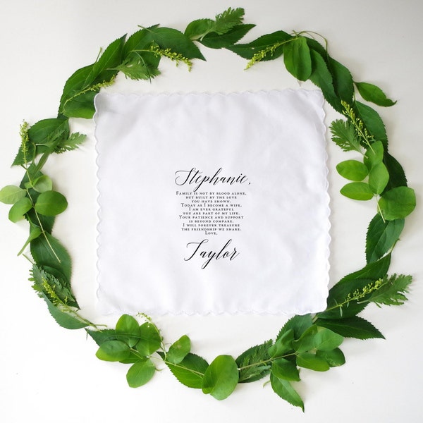 Stepmother of the Bride Handkerchief, Wedding Gift For Stepmother, Personalized Gift, gift from Bride to Stepmother, Mom Thank you Gift