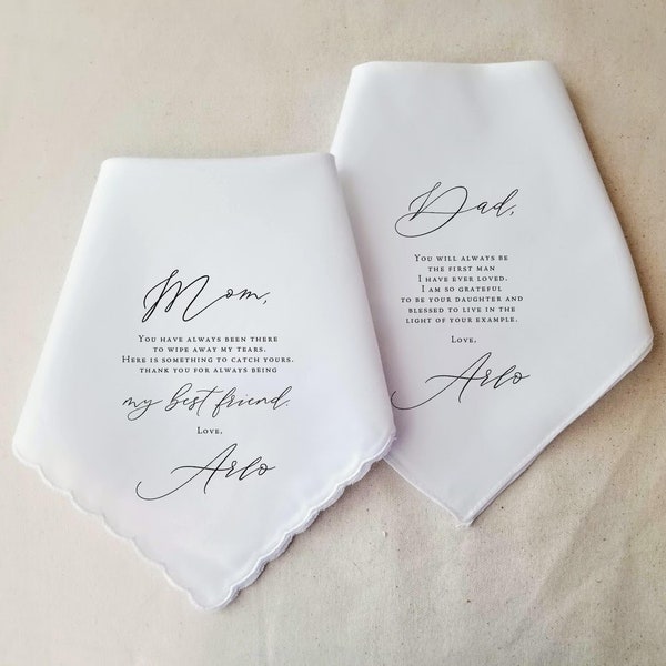 Wedding Handkerchief Gift for Parents, Mother of the Bride Wedding Gift, Father of the Bride Wedding Gift, Gift Set, Personalized Gift