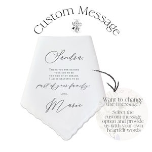 Mother In Law Wedding Handkerchief Gift from Bride, Personalized Hankie Keepsake for Grooms Mother from Bride, Gift from Daughter in Law image 7