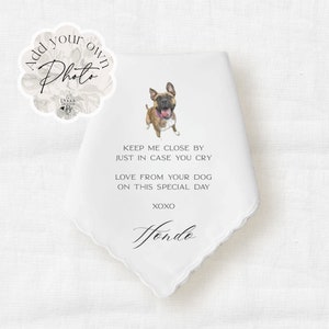 Pet Photo Handkerchief for Bride or Groom from their Pet, Personalized Pet Hankie Keepsake for the Couple, Unique Dog Mom Wedding Gift Idea