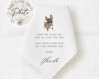 Pet Photo Handkerchief for Bride or Groom from their Pet, Personalized Pet Hankie Keepsake for the Couple, Unique Dog Mom Wedding Gift Idea