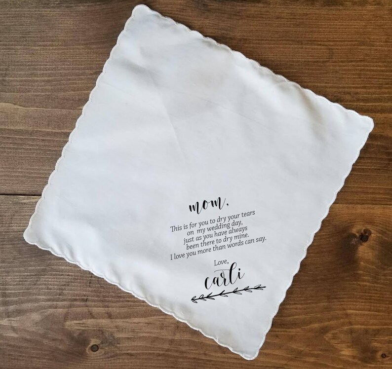 CUSTOM MESSAGE Wedding Handkerchief Gift To Mother Custom Wedding Gift Gift For Mom Printed Handkerchief