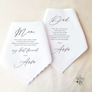 mother of the bride and father of the bride handkerchiefs for wedding gifts