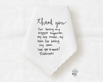 Handwritten Note Wedding Handkerchief created from your Handwriting or Handwriting Sample, Hankerchief for Wedding to the Bride or Groom