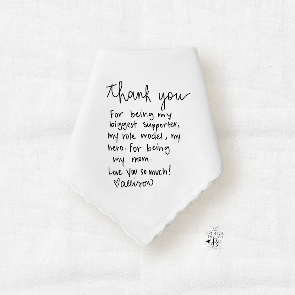 Handwritten Note Wedding Handkerchief created from your Handwriting or Handwriting Sample, Hankerchief for Wedding to the Bride or Groom