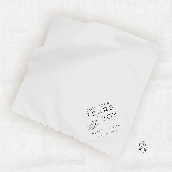 Custom Mother of the Bride Handkerchief for Wedding Day Keepsake, Wedding Handkerchief Gift for Mom, Gift from Bride and Groom- Traditional