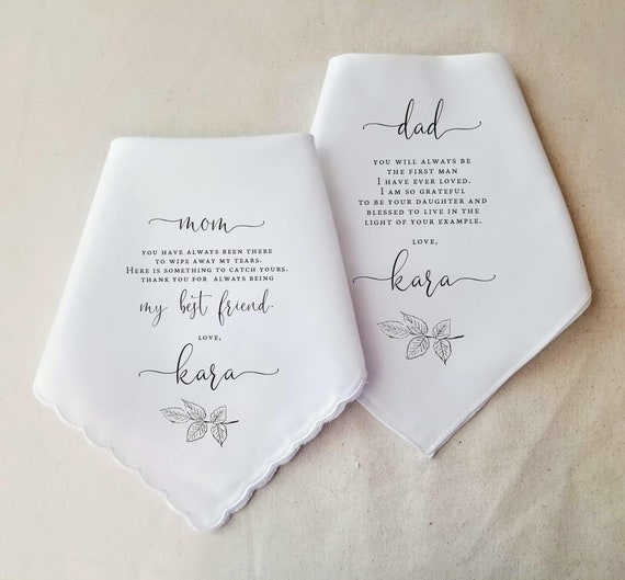 Mother Father of the Bride Personalised Handkerchief Wedding Gift Poem Mum Dad ! 