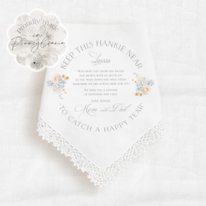 Handkerchief Wedding Gift to Bride from Parents, Wedding Gift from Mom and Dad
