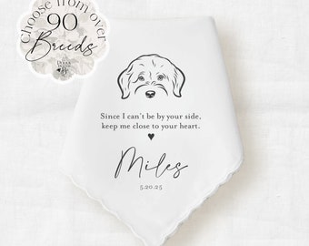 From Your Dog Wedding Handkerchief Gift for the Bride or Groom from their Pet, Personalized Pet Keepsake-Choose your Breed