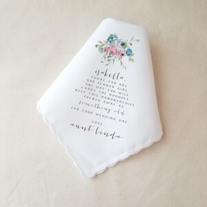 flower girl personalized handkerchief wedding gift