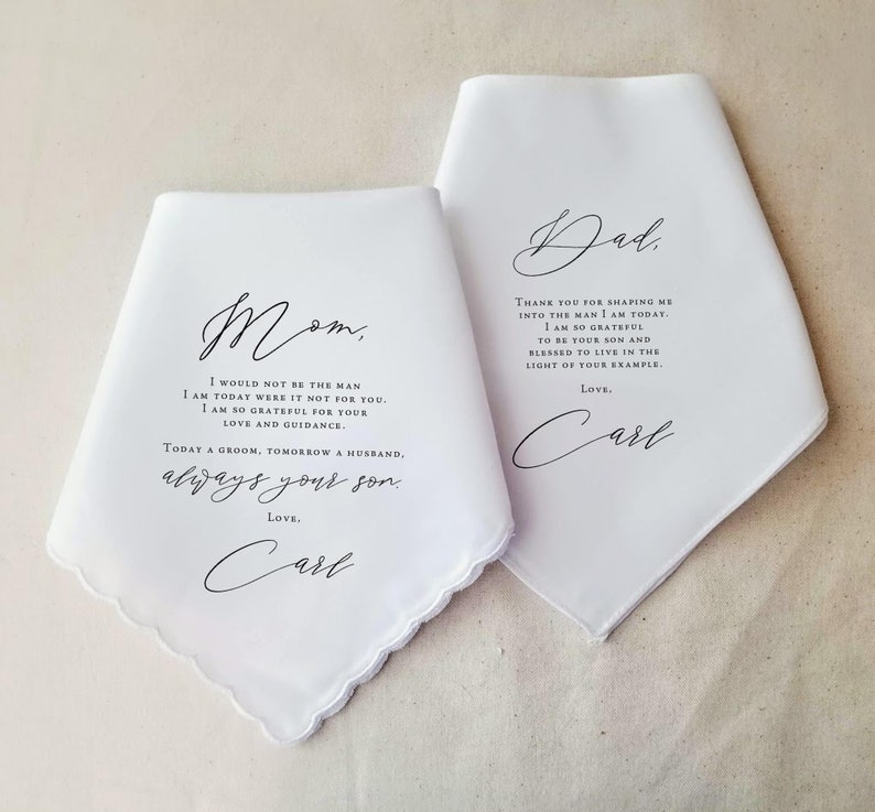 Mother of the Groom Gift, Father of the Groom Gift, Wedding Gift, Wedding Handkerchief, Personalized Gift, Wedding Gift for Parents 