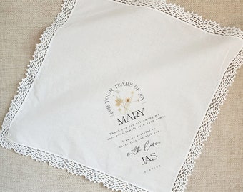 Personalized Mother In Law Handkerchief Wedding Gift from Future Daughter in Law,  Sentimental Gift for Mother of the Groom from Bride