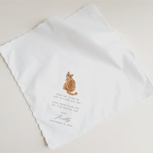 From Your Cat Wedding Handkerchief, Gift for the Bride, Gift for the Groom from their Cat, Pick Your Breed